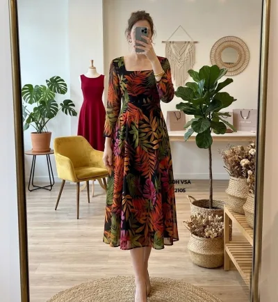 Floral Printed Maxi Dress Dark Blue